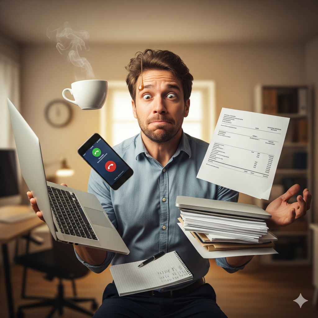 juggling responsibilities, orange dots content marketing